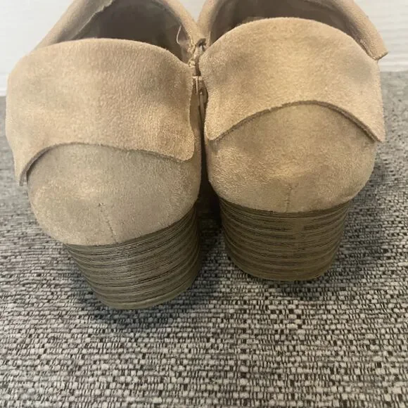 American Eagle Booties Women’s Size 12  Tan Faux Suede Low‎ Heel Ankle Boots Zip - Picture 9 of 15